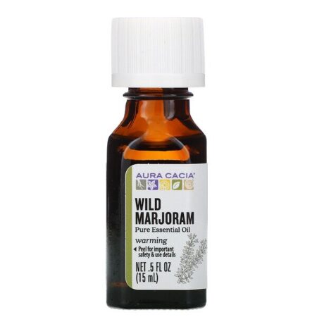 Aura Cacia, Óleo Essencial Puro, Manjerona Selvagem, 15 ml (0,5 fl oz)