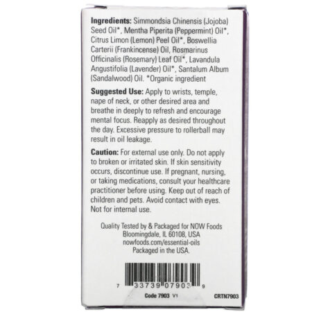 Now Foods, Essential Oils, Mind That Energy Roll-On, 1/3 fl oz (10 ml) - Imagem 2