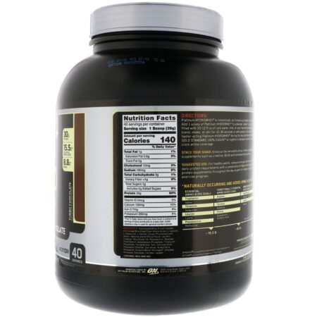 Optimum Nutrition, Platinum Hydro Whey, Turbo Chocolate, 3,5 lbs (1,59 kg) - Image 2