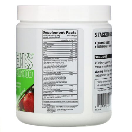 EVLution Nutrition, Stacked Greens Raw Superfood, Orchard Apple, 5.7 oz (162 g) - Image 2