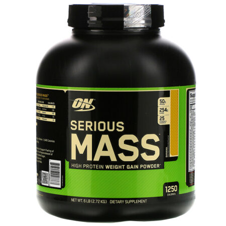 Optimum Nutrition, Serious Mass, Pó de Alto Teor Proteico para Ganho de Peso, Banana, 6 lb (2,72 kg)