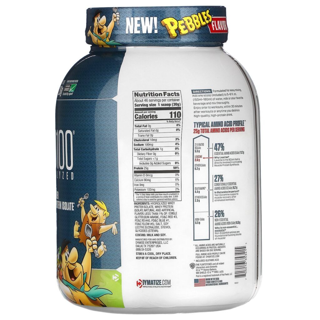 Dymatize Nutrition, ISO 100 Hydrolyzed, 100% Whey Protein Isolate, Fruity Pebbles, 3 lb (1.4 kg) - Imagem 2