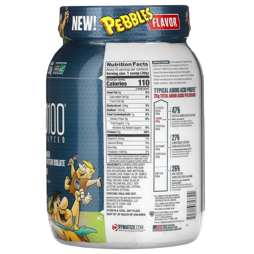 Dymatize Nutrition, ISO100 Hydrolyzed, 100% Whey Protein Isolate, Fruity Pebbles, 1.6 lb (725 g) - Imagem 2