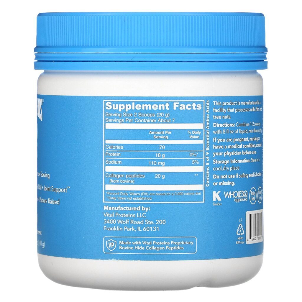 Vital Proteins, Collagen Peptides, Unflavored, 5 oz (140 g) - Imagem 2