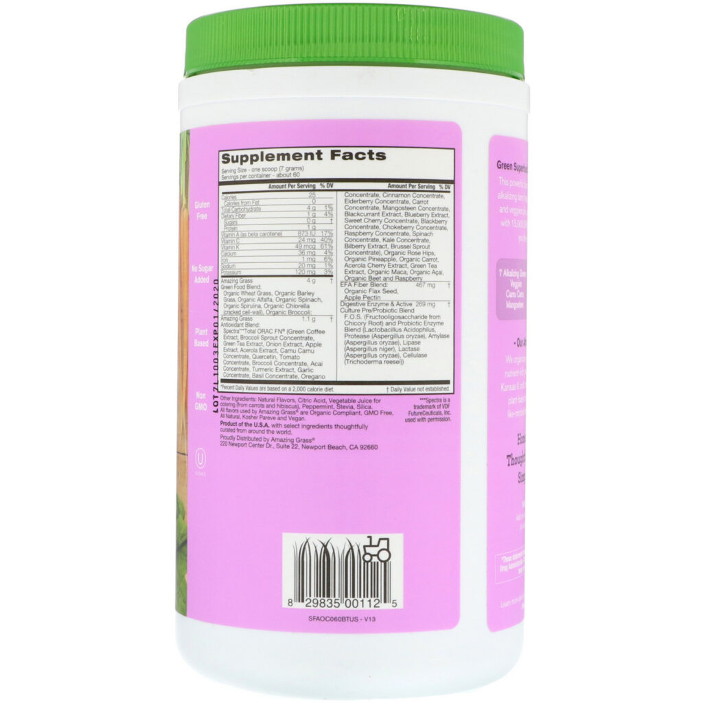 Amazing Grass, Superalimento Vegetal, Antioxidante, Baga Doce, 420 g (14,8 oz) - Imagem 2