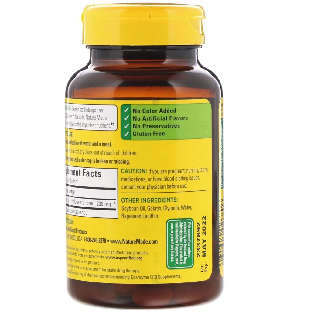 Nature Made, CoQ10, 200 mg, 80 Softgels - Imagem 3