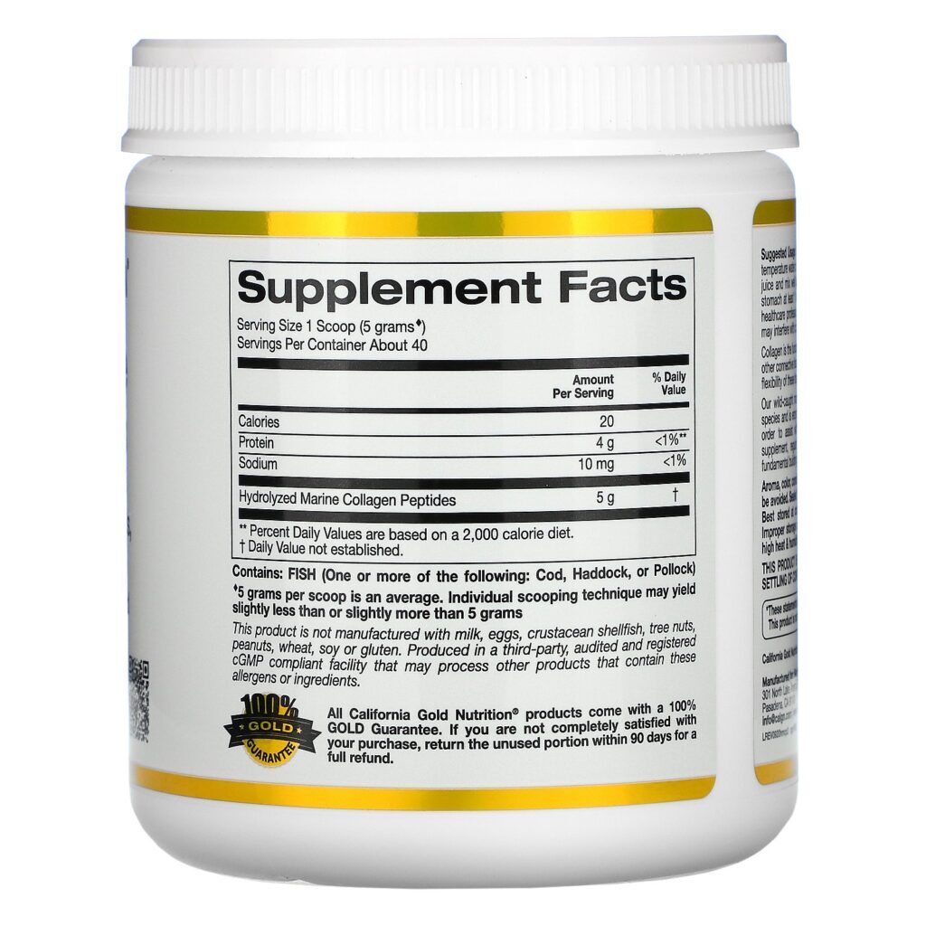California Gold Nutrition, Peptídeos de Colágeno Marinho Hidrolisado, Sem Sabor, 200 g (7,05 oz) - Imagem 2