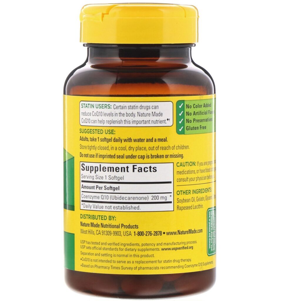 Nature Made, CoQ10, 200 mg, 80 Softgels - Imagem 2