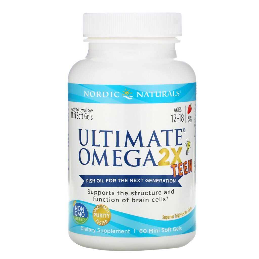 Nordic Naturals, Ultimate Omega 2X Teen, Ages 12-18, Strawberry, 60 Mini Soft Gels - Imagem 3