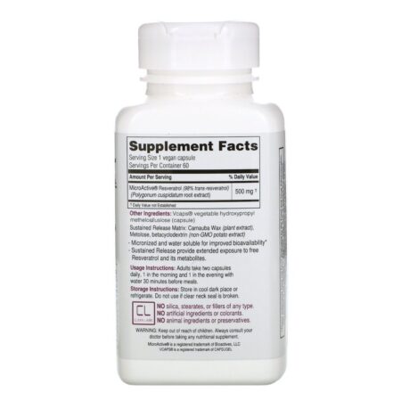 Biotivia, TransmaxTR, MicroActive-Resveratrol, 500 mg, 60 Capsules - Imagem 2