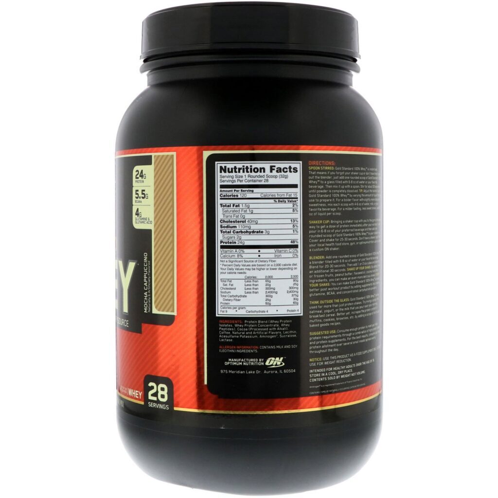 Optimum Nutrition, Gold Standard Whey 100%, Mocha Cappuccino, 909 g (2 lbs) - Imagem 2