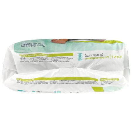 Seventh Generation, Sensitive Protection Diapers, Size 2, 12- 18 lbs, 31 Diapers - Image 2