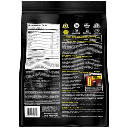 Muscletech, Nitro Tech, Peptídeos de Soro de Leite e Construtor Muscular da Proteína de Soro de Leite Isolada em Pó, Chocolate ao Leite, 4,54 kg (10 lbs) - Image 2