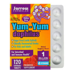 Jarrow Formulas, Yum-Yum Dophilus, Sem Açúcar!, Sabor Natural de Framboesa, 120 Comprimidos Mastigáveis (Ice)