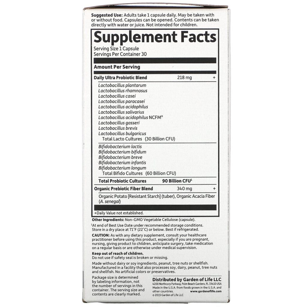 Garden of Life, Dr. Formulated Probiotics, Once Daily Ultra, 90 Billion, 30 Vegetarian Capsules (Ice) - Imagem 2
