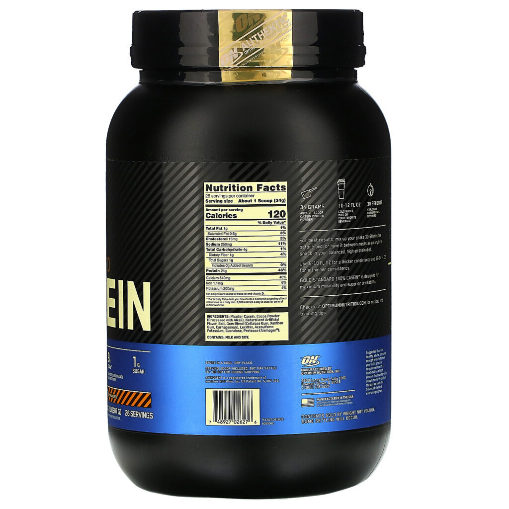 Optimum Nutrition, Gold Standard 100% Casein, Chocolate Peanut Butter, 2 lb (907 g) - Imagem 2