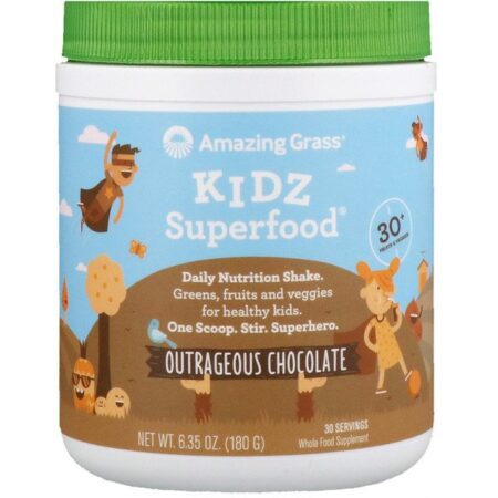 Amazing Grass, Superalimento para Crianças, Sabor escandaloso de chocolate, 6,35 oz. (180 g)