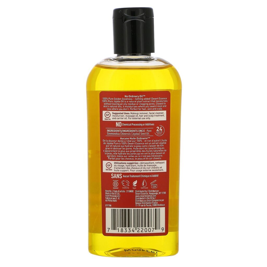 Desert Essence, Óleo de Jojoba 100% Puro, para Cabelos, Pele e Couro Cabeludo, 118 ml (4 fl oz) - Imagem 2