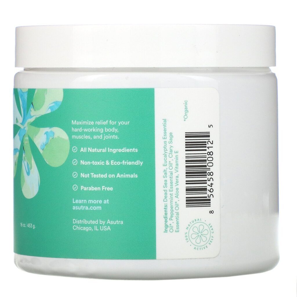 Asutra, Soak The Day Away, Dead Sea Bath Salts, Muscle & Joint Relief, 16 oz (453 g) - Imagem 2