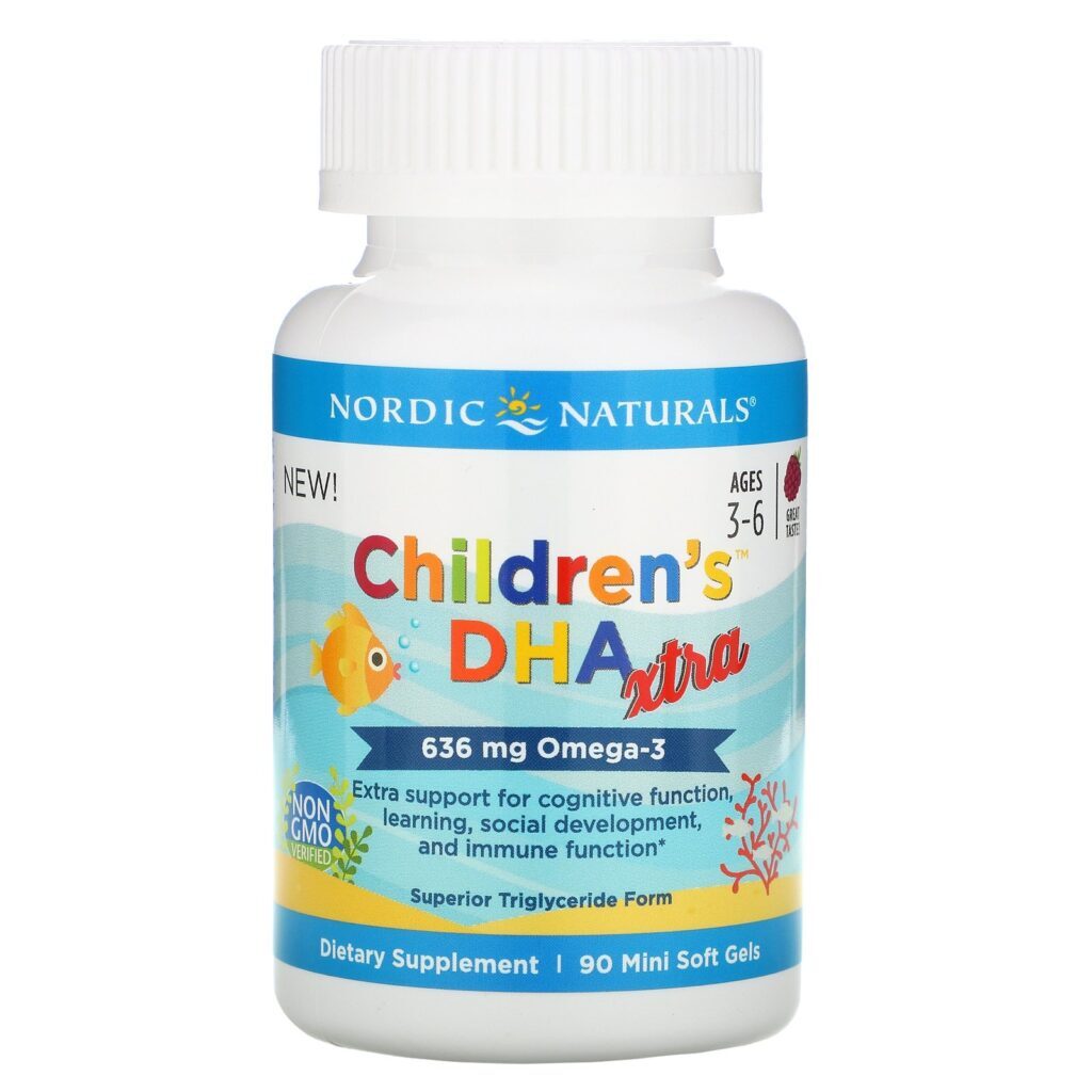 Nordic Naturals, Children's DHA Xtra, Idades de 3 a 6, Frutos Silvestres, 636 mg, 90 Minicápsulas Softgel - Imagem 3