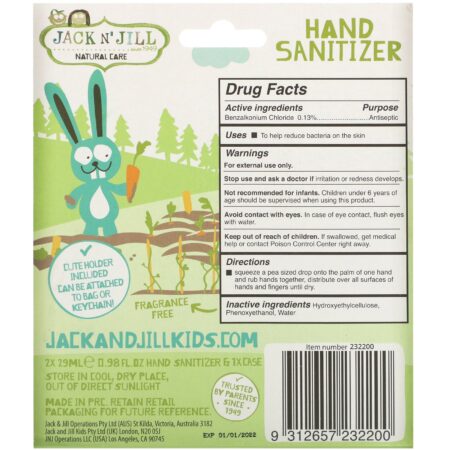 Jack n' Jill, Hand Sanitizer, Bunny, 2 Pack, 0.98 fl oz (29 ml) Each and 1 Case - Image 2