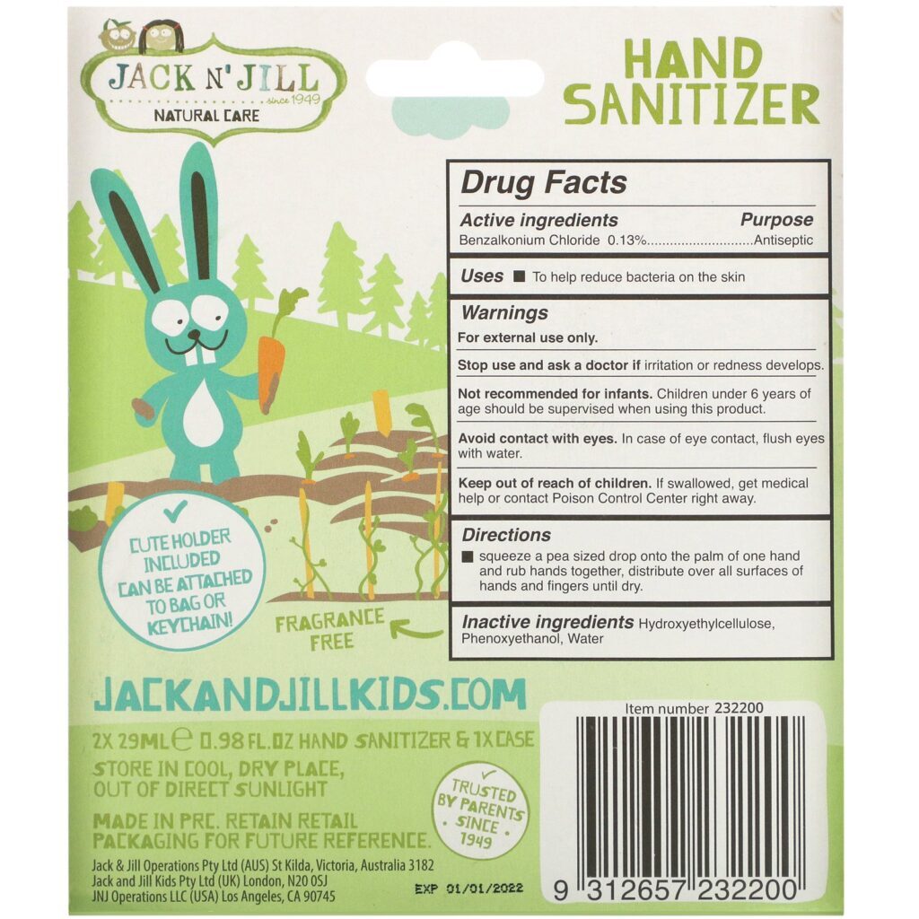 Jack n' Jill, Hand Sanitizer, Bunny, 2 Pack, 0.98 fl oz (29 ml) Each and 1 Case - Imagem 2