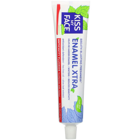 Kiss My Face, Enamel Extra, Anticavity Fluoride Toothpaste with Xylitol, Cool Mint Gel, 4.5 oz (127.6 g)