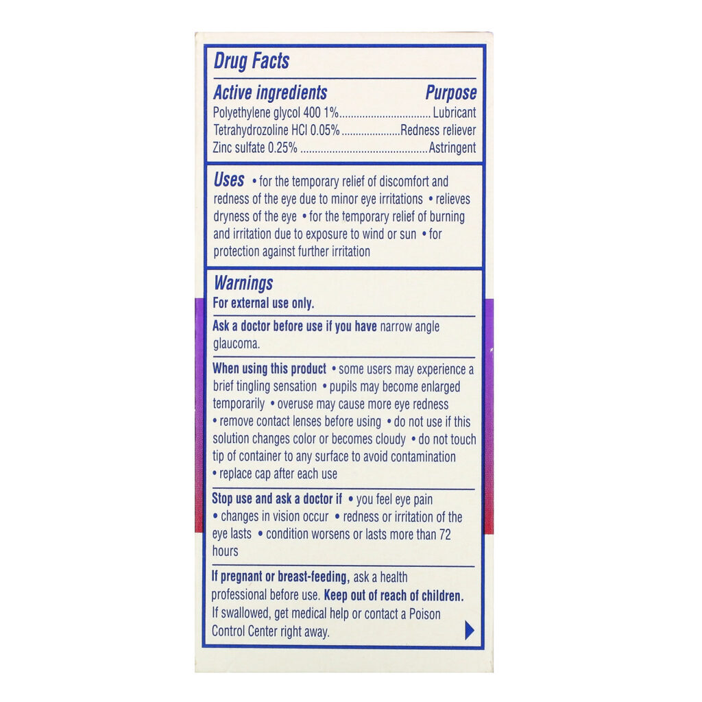 Visine, Red Eye Total Comfort, Multi-Symptom Eye Drops, 1/2 fl oz (15 ml) - Imagem 3