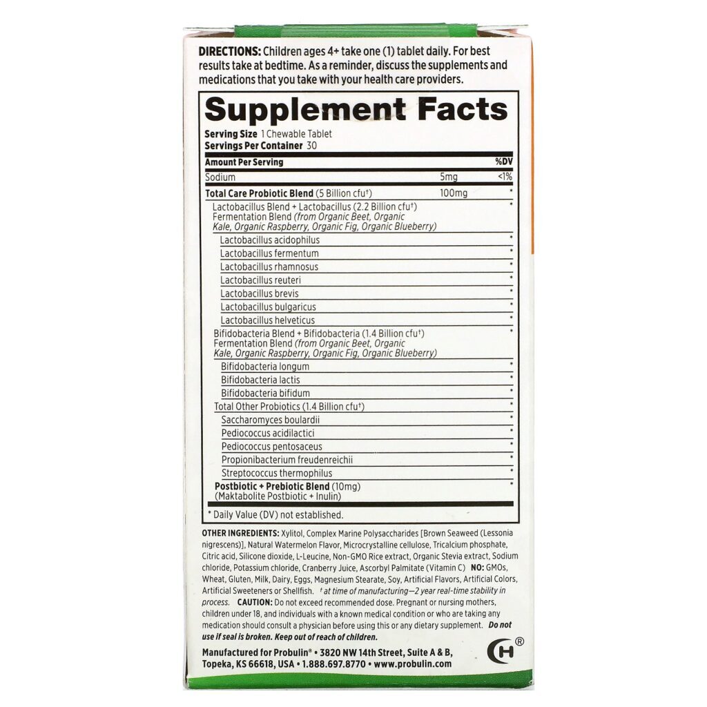 Probulin, For Kids, My Little Bugs, Total Care Probiotic + Prebiotic & Postbiotic, Watermelon , 30 Chewable Tablets - Imagem 2