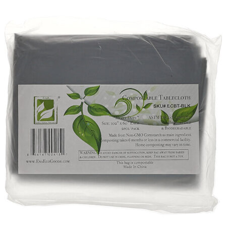 Earth's Natural Alternative, Compostable Tablecloth, Black, 2 Pack