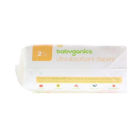 BabyGanics, Fraldas Ultra-absorventes, Tamanho 2, 12-18 lbs (5-8 kg), 30 Fraldas - Image 3