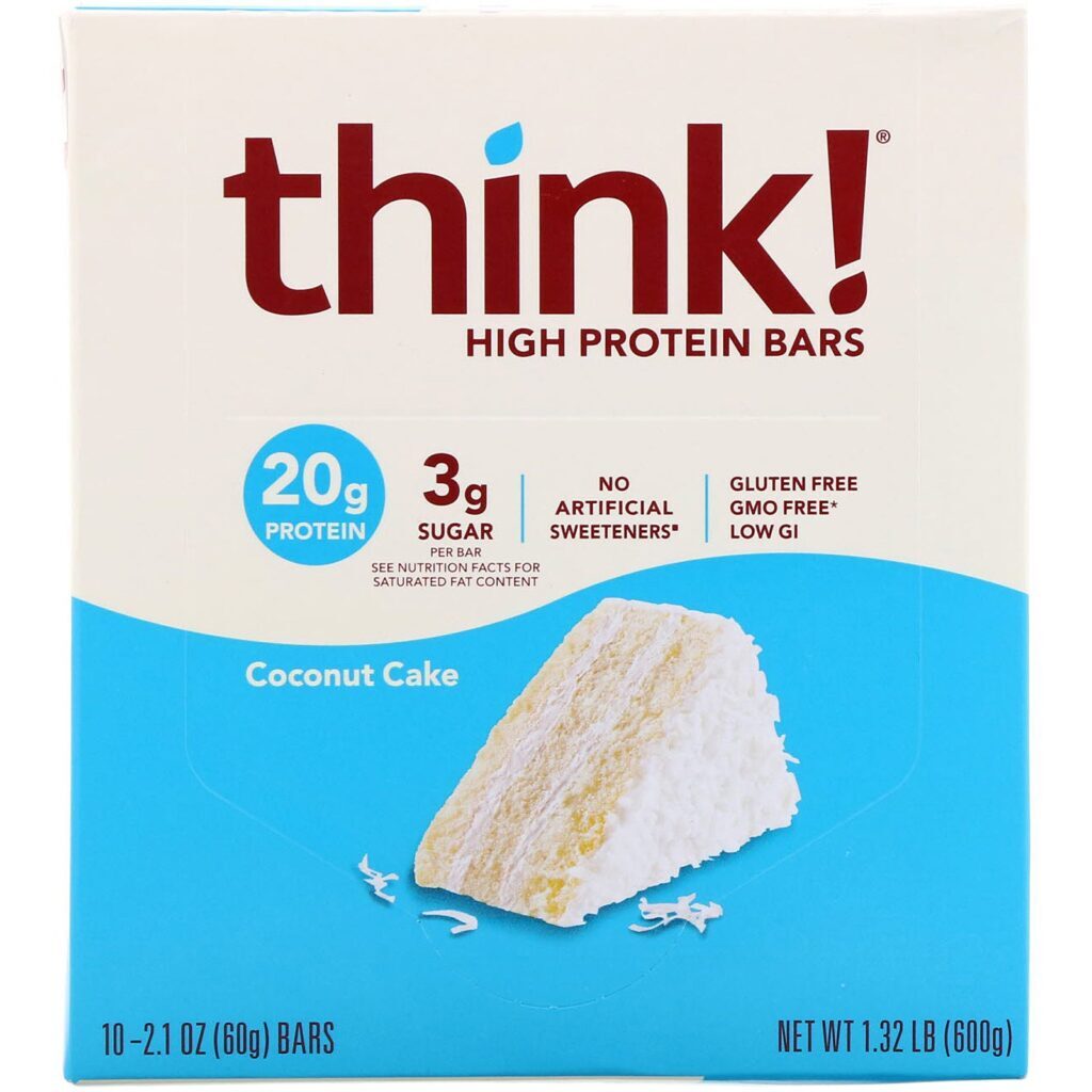 ThinkThin, Barras com Alto Teor de Proteínas, Bolo de Coco, 10 Barras, 60 g (2,1 oz) Cada - Imagem 2