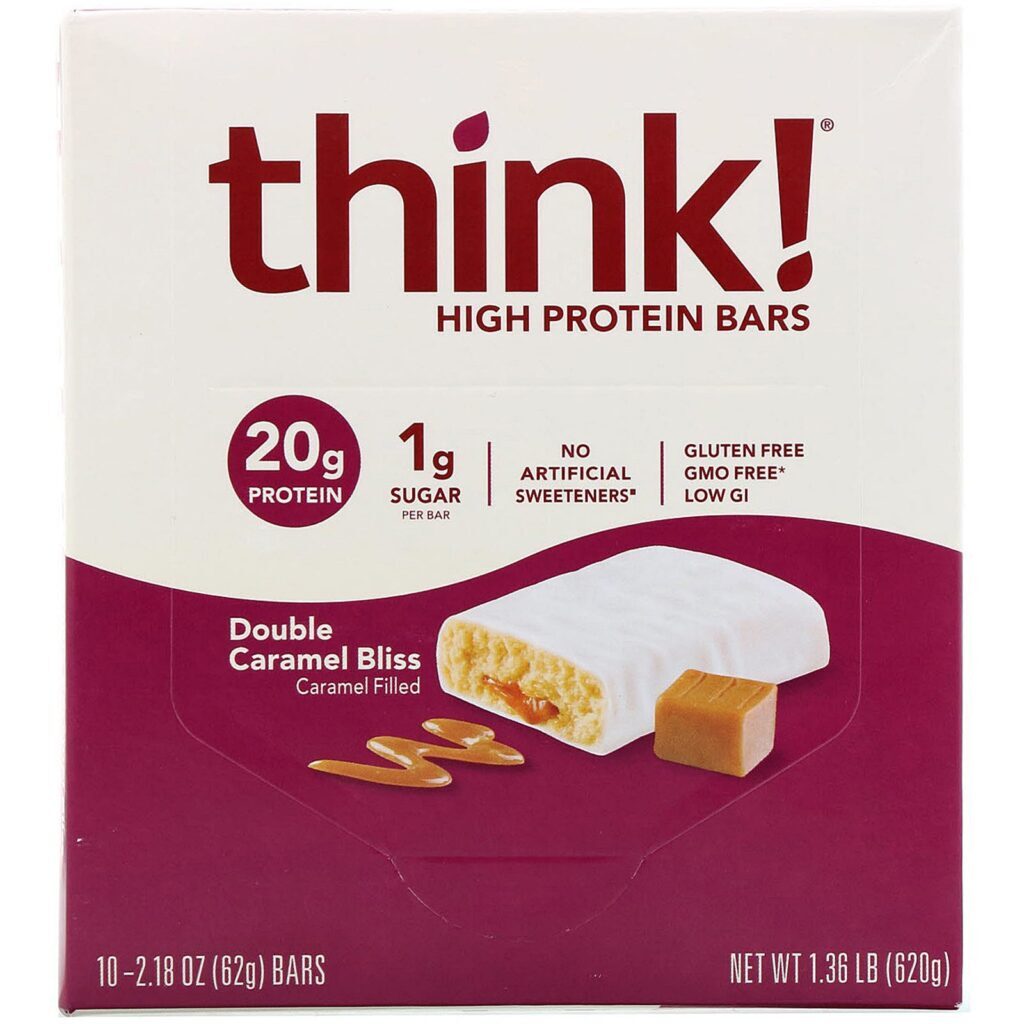 ThinkThin, High Protein Bars, Double Caramel Bliss, 10 Bars, 2.18 oz (62 g) Each - Imagem 2