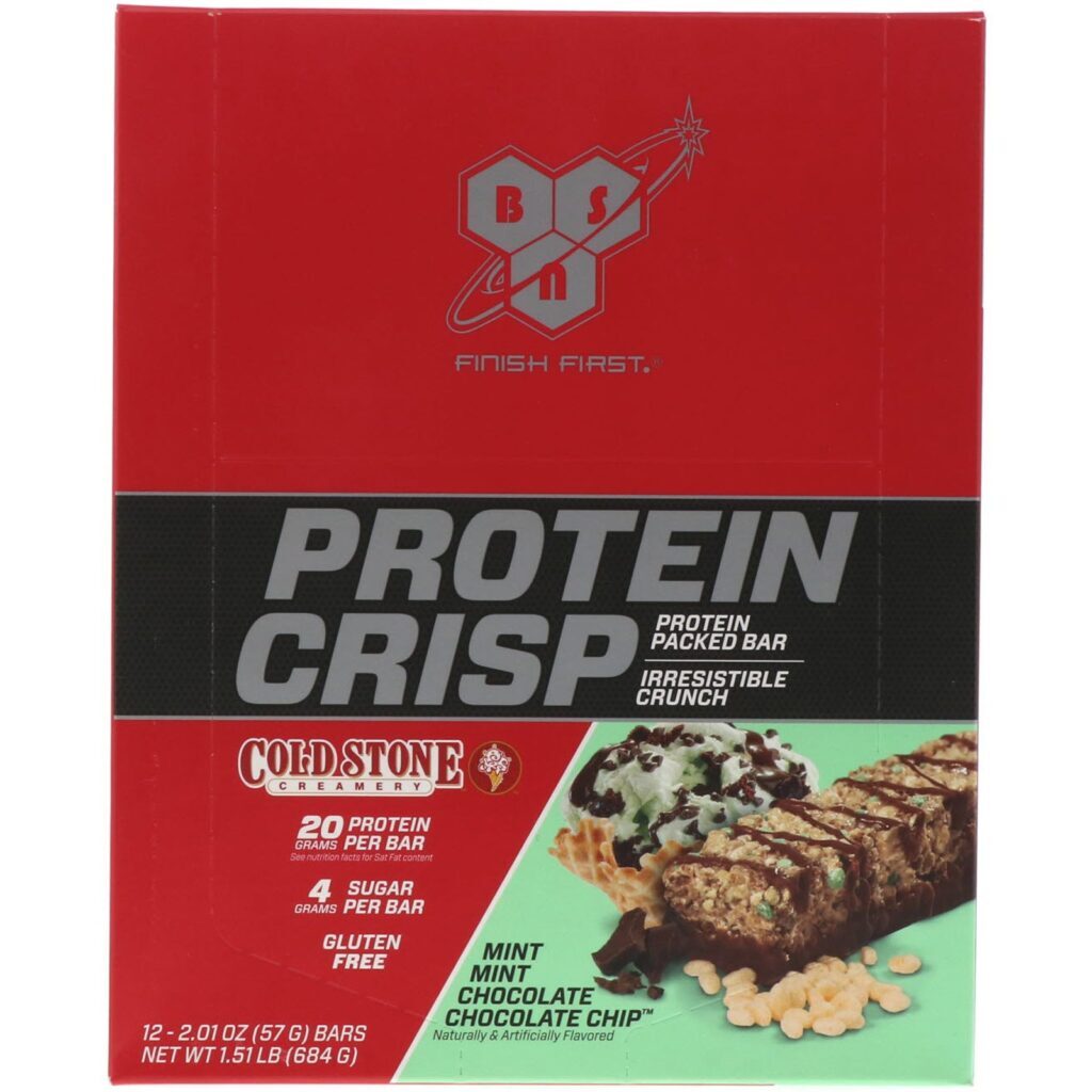BSN, Protein Crisp, Menta, Chocolate com Menta e Gotas de Chocolate, 12 Barras, 2,01 oz (57 g) Cada - Imagem 2