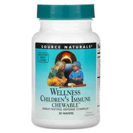 Source Naturals, Wellness, Children's Immune Chewable, Delicioso Sabor de Frutos Silvestres, 30 Wafers