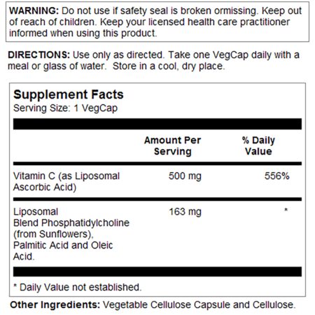 Solaray, Liposomal Vitamin C, 500 mg, 100 VegCaps - Image 2