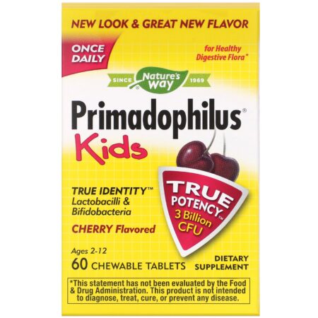 Nature's Way, Primadophilus, Kids, Age 2-12, Cherry Flavored, 60 Chewable Tablets - Image 2