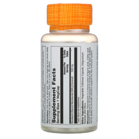 Solaray, Monolaurina, 500 mg, 60 Cápsulas Vegetais