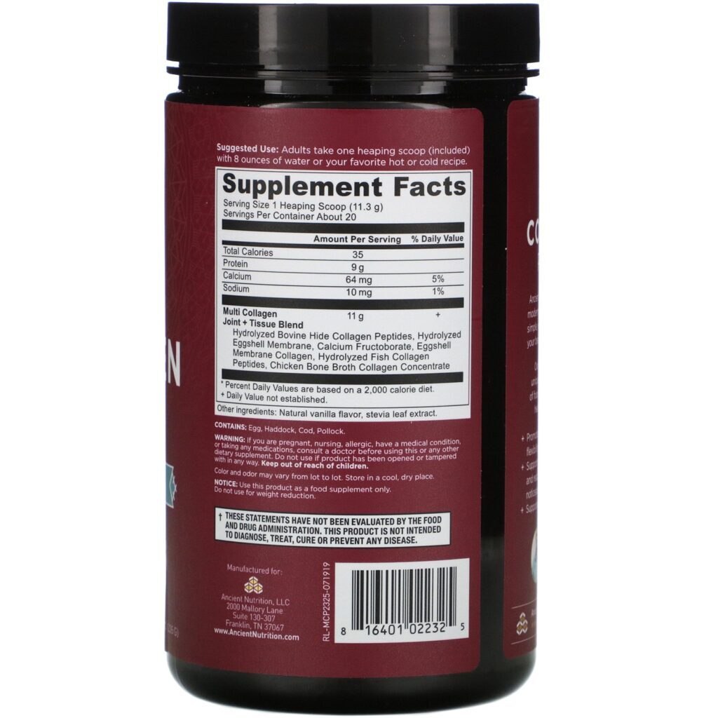 Dr. Axe / Ancient Nutrition, Multi Collagen Protein, Joint + Tissue, Vanilla, 8 oz (226 g) - Imagem 2