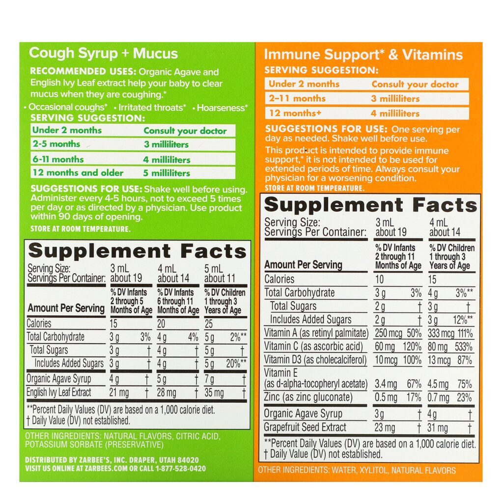 Zarbee's, Baby, Immune Support & Cough Syrup Value Pack, 2 fl oz (59 ml) Each - Imagem 2