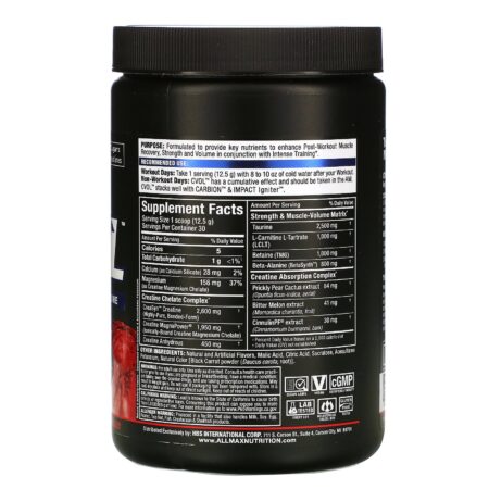 ALLMAX Nutrition, CVOL, Post, Raspberry Kiwi Kamikaze, 13.2 oz (375 g) - Image 2