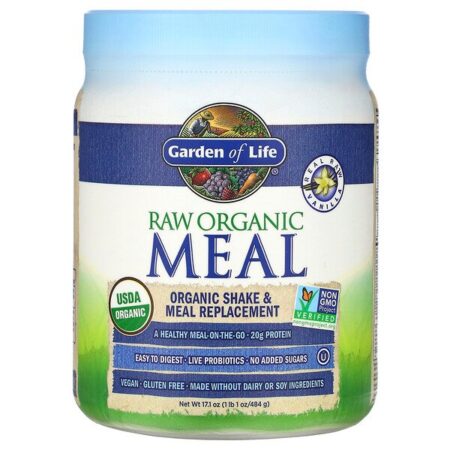 Garden of Life, Refeição Orgânica PURA, Shake e Substituição de Refeição Orgânicos, Baunilha, 475 g (16,7 oz)