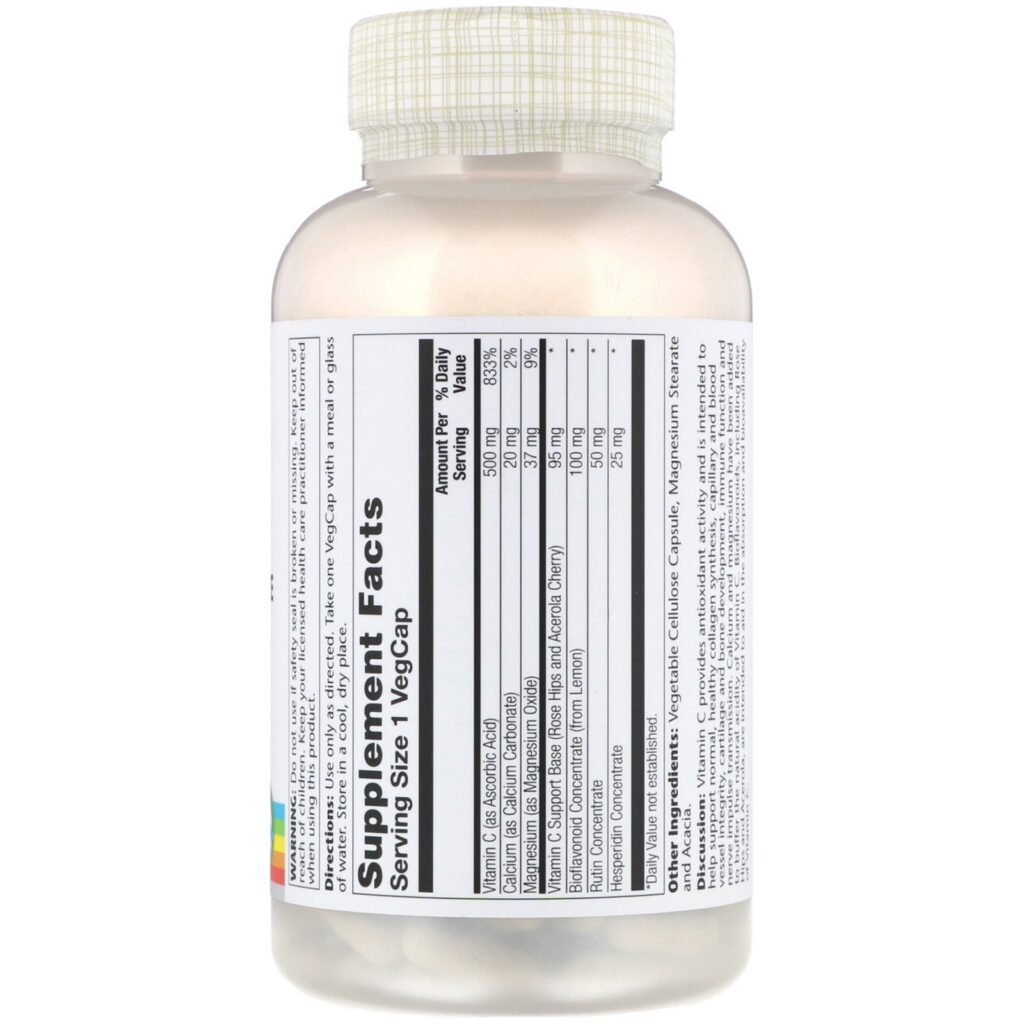 Solaray, Vitamina C com Concentrado Bioflavonoide, 500 mg, 250 Cápsulas Vegetais - Imagem 2
