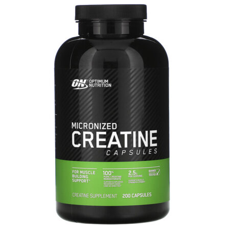 Optimum Nutrition, Cápsulas de Creatina Micronizadas, 2,5 g, 200 Cápsulas