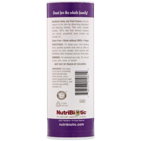 NutriBiotic, Pó para o Corpo e Pés com Extrato de Semente de Toranja e Óleo de Lavanda, Lavanda, 113 g - Image 2