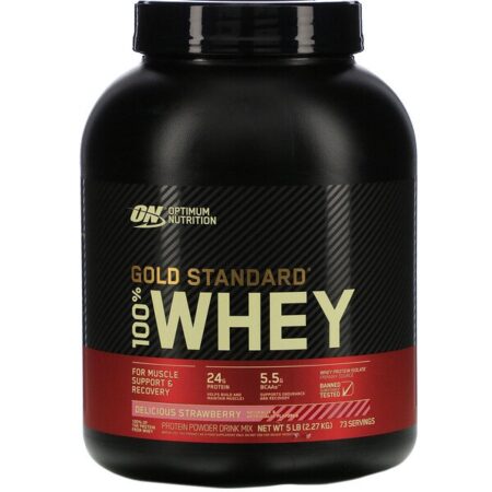 Optimum Nutrition, Gold Standard, 100% Whey, Delicioso Sabor Morango, 2,27 kg (5 lb)