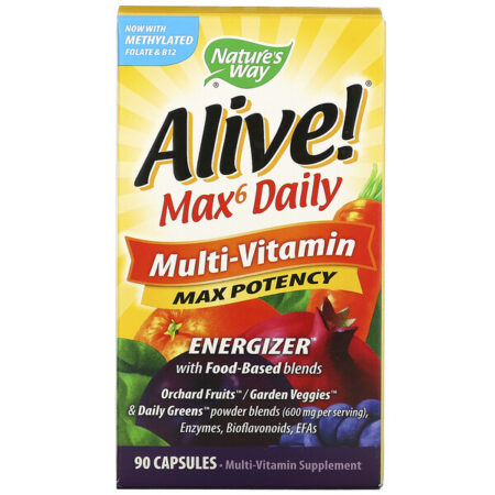 Nature's Way, Alive! Max6 Daily, Multivitamínico, 90 Cápsulas Vegetais