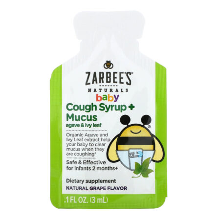 Zarbee's, Baby, Cough Syrup + Mucus with Organic Agave and Ivy Leaf, On-the-Go, Natural Grape Flavor, 10 Single Serve Packs, 1.0 fl oz (30 ml) Each - Image 2