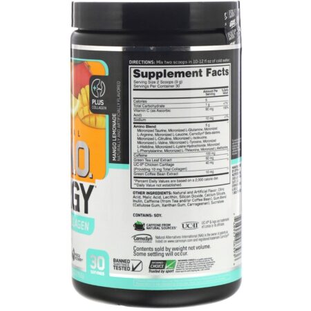 Optimum Nutrition, Essential Amino Energy plus UC-II Collagen, Limonada com Manga, 270 g (9,5 oz) - Image 2