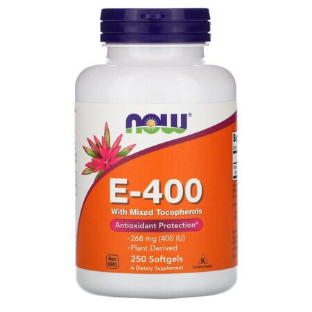 Now Foods, E-400 com Tocoferóis Mistos, 268 mg (400 UI), 250 Cápsulas Softgel